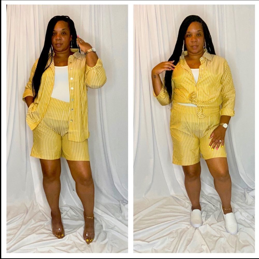 Lexi’s Mustard Plus Size Stripe Set